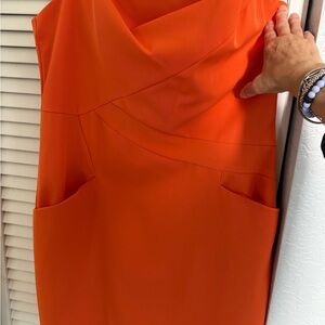ABS Allen Schwartz Strapless Orange Dress